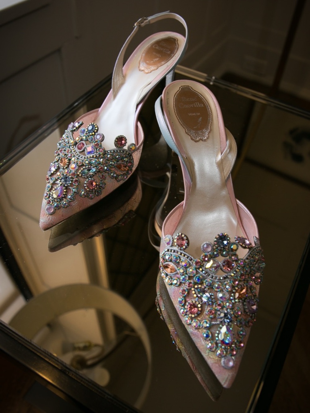 Rene Caovilla • “Veneziana” Rainbow Lace Sling Back Heels - Picture 15 of 17